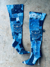 Load image into Gallery viewer, Thigh High Denim Patchwork Boots
