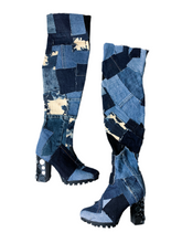 Load image into Gallery viewer, Denim Patchwork Platform Boots
