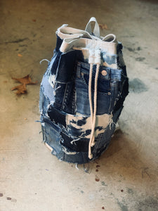 Patchwork drawstring duffel bag